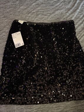 H&M Black Sequin Mini Skirt